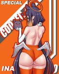 armwear big_butt bottomwear butt clothing elbow_gloves eyelashes eyes_closed feathered_wings feathers female gloves hair halo handwear holding_another hotpants humanoid_pointy_ears legwear long_hair orange_background orange_bottomwear orange_clothing orange_hotpants orange_legwear orange_shorts orange_thigh_highs pointy_ears purple_hair rear_view shorts simple_background solo tan_body tan_skin text thick_thighs thigh_highs white_body white_clothing white_feathers white_gloves white_handwear wide_hips wings cooterzi hololive hololive_en vtuber ninomae_ina'nis animal_humanoid cephalopod cephalopod_humanoid humanoid marine marine_humanoid mollusk mollusk_humanoid winged_humanoid absurd_res hi_res