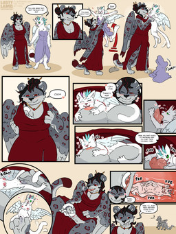 accessory anthro black_hair blue_hair blush bodily_fluids breastfeeding clitoral_hood clitoris clothing dress duo female female/female female_penetrated female_penetrating female_penetrating_female feral fingering fur genitals grey_body grey_scales group hair hair_accessory hair_sticks huge_penetration humanoid_genitalia humanoid_vulva internal internal_vaginal jewelry lactating leopard_spots multicolored_body multicolored_fur multicolored_hair nipples nude orgasm penetration pink_hair pink_nipples purple_clothing purple_dress red_clothing red_dress red_hair red_spots scales sex shrinking size_difference size_transformation spots text transformation trio unbirthing vaginal vaginal_fingering vore vulva white_body white_fur wings conditional_dnp lustylamb mythology dragon felid feline leopard mammal mythological_creature mythological_scalie pantherine scalie absurd_res comic english_text hi_res