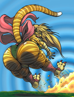 accessory anthro big_butt bow_(feature) bow_accessory bow_ribbon butt camel_toe claws clothed clothing female furgonomics huge_butt looking_back muscular muscular_anthro muscular_female raised_tail ribbons solo tail tail_accessory tail_bow tail_ribbon thick_thighs rasp777 tiger-li_lilly felid mammal pantherine tiger hi_res