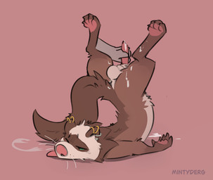 after_orgasm ambiguous_gender anthro anus arched_back backsack balls bent_back bodily_fluids brown_body brown_fur butt cum cum_on_butt cum_on_ground cum_on_leg cum_on_own_butt cum_on_own_leg cum_on_own_penis cum_on_penis cum_on_self deeply_arched_back disembodied_hand duo ear_piercing feet flexible fur genital_fluids genitals green_eyes handjob handjob_from_behind male male/ambiguous pawpads paws penile penis penis_backwards piercing pink_nose pink_tongue ring_piercing scorpion_(position) sex tired tongue tongue_out whiskers mintyderg cardamom_(rokapop) domestic_ferret mammal mustelid musteline true_musteline weasel 2025 absurd_res hi_res nonbinary_(lore)