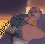 anthro clothed clothing diaper diaper_only diaper_use duo feces humping male pooping simple_background soiled_diaper soiling soiling_diaper tail topless unclean_diaper used_diaper wearing_diaper wemshorat disney lilo_and_stitch jumba_jookiba stitch_(lilo_and_stitch) alien experiment_(lilo_and_stitch) digital_media_(artwork) hi_res