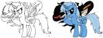 ambiguous_gender blue_body blue_fur blue_hair cutie_mark female feral fur hair horn parody simple_background solo white_background mixermike622 friendship_is_magic hasbro my_little_pony mythology the_darkness trixie_(mlp) equid equine mammal mythological_creature mythological_equine unicorn hi_res multiple_versions sketch