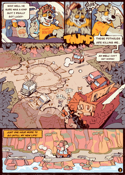 anthro car clothed clothed_anthro clothed_male clothing crater destroyed_building dialogue footprint fully_clothed fully_clothed_anthro fully_clothed_male group hat headgear headwear male map moutain narration oblivious palm_tree paper_bag pawprint plant running screaming shirt speech_bubble stomped stomping t-shirt text text_box thump thumping topwear tourist travel tree vehicle yellow_sclera palprime1 wretchedwrench socket_(wretchedwrench) canid canine canis domestic_dog lagomorph leporid mammal rabbit absurd_res comic english_text hi_res