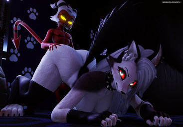 all_fours anthro ass_up big_butt breasts butt butt_grab cheating_husband collar detailed_background doggystyle duo ear_piercing female female_penetrated from_behind_position fur genitals hand_on_butt humanoid_on_anthro infidelity interspecies looking_pleasured male male/female male_penetrating male_penetrating_female nipples nude open_mouth penetration penile penile_penetration penis_in_vagina piercing red_body red_sclera sex spiked_collar spikes three-quarter_view tongue vaginal vaginal_penetration white_body white_fur yellow_sclera darkflash23 dogzeela_(modeler) valorlynz_(modeler) hellaverse helluva_boss loona_(helluva_boss) moxxie_(helluva_boss) canid canine demon humanoid imp mammal 3d_(artwork) digital_media_(artwork) hi_res widescreen