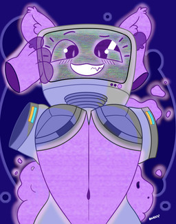 anthro electronics female glowing glowing_body looking_at_viewer machine monitor purple_goo screen screen_face solo lucentleader cathode-y animal_humanoid cat_humanoid felid felid_humanoid feline feline_humanoid humanoid mammal mammal_humanoid robot 2021 hi_res sketch