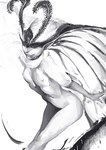 antennae_(anatomy) breasts female neck_tuft nipples not_furry nude smile solo spread_wings tuft wings yuwakashi berserk_(series) rosine_(berserk) arthropod humanoid insect lepidopteran moth black_and_white monochrome