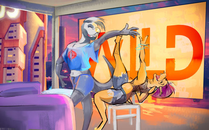 alternative_fashion dancing duo karaoke male male/male punk piecrow g.i._joe_(hasbro) hasbro kpop_demon_hunters tusk_(bleats) xiro_decobray deer hybrid mammal reptile scalie snake water_deer 16:10 hi_res widescreen