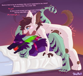 ambiguous_gender anthro arms_tied arms_tied_behind_back ass_up ball_gag bdsm bed bed_sheet bedding bedroom_sex blush blush_lines bodily_fluids bondage bound breasts butt chest_tuft dialogue doggystyle drool_on_gag drooling duo eyes_closed feathered_chest feathered_ears feathers female female_penetrated forced from_behind_position furniture gag gagged gender_play hands_behind_back male male/female male_penetrating male_penetrating_female muffled muffled_moaning muffled_speech open_mouth penetration plap profanity raised_tail restraints rope rope_bondage rope_harness saliva sex sound_effects speech_bubble tail tail_feathers text tuft davyboi avian bird deer dinosaur dromaeosaurid hybrid mammal prehistoric_species reptile saurischian scalie theropod absurd_res english_text hi_res