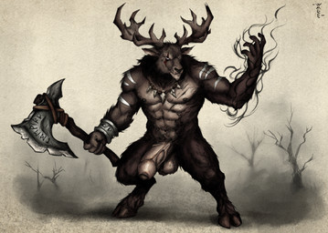 accessory anthro antlers axe balls big_penis foreskin genitals hooves horn humanoid_genitalia humanoid_penis male muscular muscular_male nipples nude penis scar solo tattoo vein veiny_penis weapon fluff1zard harland_(lagom) deer mammal hi_res