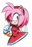 anthro clothing female one_eye_closed simple_background solo white_background wink catbeecache finimun sega sonic_the_hedgehog_(series) amy_rose eulipotyphlan hedgehog mammal 2017