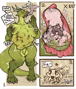 abdominal_bulge after_vore anthro anthro_pred balls belly big_breasts blush bodily_fluids bone breasts butt comic_panel digestion duo ear_piercing fatal_vore female female_prey foreskin fur genitals gynomorph gynomorph_pred hair huge_breasts intersex intersex_pred male male_prey nipples nude oral_vore organs penis piercing pubes rumbling_stomach saliva scales simple_background small_penis steam stomach stomach_acid swallowing tail text thick_thighs vore wet wet_body wet_hair wide_hips x-ray_view nohunuh mythology nora_(nohunuh) dragon felid lion mammal mythological_creature mythological_scalie pantherine scalie 2025 comic digital_drawing_(artwork) digital_media_(artwork) english_text hi_res