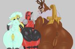 anthro antlers anus areola big_breasts big_butt black_body black_eyes blue_body blue_fur blue_tongue breasts brown_anus brown_body brown_fur butt butt_grab butt_size_difference ears_down eyelashes female female/female fur genitals glowing glowing_eyes grey_background group hand_on_butt horn huge_butt larger_female looking_at_viewer looking_back looking_back_at_viewer machine neck_tuft nipples nude open_mouth pivoted_ears presenting_partner pussy rear_view red_body red_nose scut_tail short_tail simple_background size_difference snaggle_tooth spread_butt spreading tail take_your_pick thick_thighs tongue trio tuft white_body white_fur wide_hips yellow_areola yellow_body yellow_eyes yellow_fur yellow_nipples iamxedo blizzard_entertainment fallout microsoft overwatch the_walten_files orisa_(overwatch) reindeer_orisa_(overwatch) sha_(twf) assaultron_(fallout) bovid caprine deer humanoid mammal new_world_deer omnic reindeer robot robot_humanoid sheep taur character_request hi_res