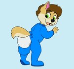 anthro baby_bodysuit clothing diaper feces male onesie pooping soiled_diaper soiling soiling_diaper solo unclean_diaper used_diaper young baltnwolf canid canine mammal animated no_sound