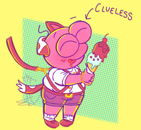 bdsm belt blush clothing dessert dog_ears drippy_tongue eyes_closed food harness ice_cream ice_cream_cone leash leather male oblivious petplay puppyplay roleplay smile solo tail tail_motion tailwag text tongue tongue_out catponything adult_swim cartoon_network smiling_friends pim_pimling animal_humanoid critter_(smiling_friends) humanoid absurd_res english_text hi_res