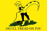 anthro bdsm_gear claws collar dominant dominant_female fangs female gadsden_flag leather parody politics solo teeth dunewulff don't_tread_on_me reptile scalie snake 3:2