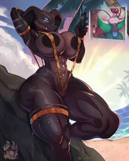 abs anal anal_beads anal_beads_in_ass anal_penetration anthro areola balls beach big_breasts big_butt blue_eyes breasts butt cellphone clothed clothing electronics female genitals glistening glistening_breasts glistening_thighs gynomorph holding_cellphone holding_object holding_phone intersex legband muscular muscular_female muscular_thighs object_in_ass one-piece_swimsuit penetration penis phone pupils pussy_floss rock sex_toy sex_toy_in_ass sex_toy_insertion skimpy sling_bikini swimwear thighband vulva white_body wide_hips mr._deathcat cobra reptile scalie snake 2025 4:5 absurd_res hi_res