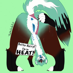 ambiguous_gender andromorph anthro anus bent_over black_body black_fur blue_nipples brown_body brown_fur claws clothing clothing_aside clothing_pull fur genitals green_body green_fur impregnation_request in_heat intersex looking_at_viewer nipples one_eye_closed panties panties_aside panty_pull paws presenting presenting_vulva raised_tail solo speech_bubble spread_anus spread_legs spread_vulva spreading standing tail teeth throat tongue tongue_out underwear underwear_aside underwear_pull vulva white_body white_fur wink winking_at_viewer thatonedude0_0 grasshopper_(character) domestic_ferret mammal mustelid musteline true_musteline weasel absurd_res hi_res