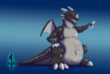 biped black_body claws dorsal_fin dorsal_frill ear_fins fin frill_(anatomy) glistening glistening_body grey_body horn inflation latex male multicolored_body pool_toy red_eyes spines wings skyder_(artist) mythology negadrake dragon mythological_creature mythological_scalie scalie 2020