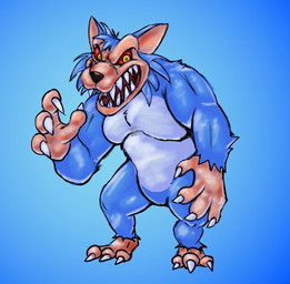 3_toes 4_fingers angry anthro biped blue_background blue_body blue_fur cheek_tuft chest_tuft claws facial_tuft fangs featureless_crotch feet finger_claws fingers fur glance head_tuft humanoid_feet looking_aside looking_aside_at_partner looking_at_viewer male muscular muscular_anthro muscular_male nude open_mouth paws plantigrade red_sclera sharp_teeth simple_background snarling solo tan_face tan_feet tan_hands teeth toe_claws toes tuft white_body white_finger_claws white_fur white_toe_claws yellow_eyes scudmum mythology canid canine mammal mythological_canine mythological_creature werecanid werecanine werecreature werewolf 2025 character_request colored colored_sketch digital_drawing_(artwork) digital_media_(artwork) hi_res shaded sketch