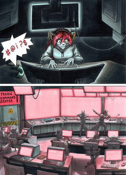5_fingers anthro biped detailed_background electronics error_message female fingers fur hacking hair inside long_hair monitor phone red_hair solo tongue tongue_out white_body white_fur ewgengster ruby_black_(spyglass8) canid canine domestic_cat felid feline felis mammal 2025 absurd_res hi_res traditional_media_(artwork)