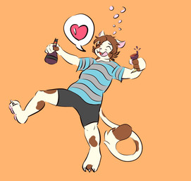anthro bottle brown_hair container drunk glass hair male mottled pawpads piebald simple_background solo substance_intoxication walking lazy_ruby roger_mello_(dynamitegrizzly) domestic_cat felid feline felis mammal turkish_van hi_res