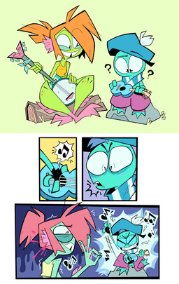 3_fingers 4_fingers banjo_(instrument) blood blood_from_ear blue_body blue_clothing blue_hat blue_headwear bodily_fluids bottomwear clothed clothed_female clothed_male clothing duo ear_fins eyebrows female fin fingerless_gloves fingers gesture gloves green_body hair hand_gesture handwear hat headgear headwear holding_banjo log looking_down male mouth_closed musical_instrument musical_note musical_symbol ok_sign on_rock open_mouth orange_hair pants playing_music plucked_string_instrument question_mark rock shirt simple_background sitting sitting_on_log sitting_on_rock smile split_form string_instrument symbol tank_top teeth tooth_gap topwear wood yellow_clothing yellow_shirt yellow_tank_top yellow_topwear herny hopping_gills kip_(hopping_gills) priscilla_anchorstream amphibian animal_humanoid frog humanoid marine marine_humanoid merfolk 2021 absurd_res comic digital_media_(artwork) hi_res