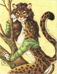 2004 anthro black_body black_fur branch breasts brown_body brown_fur brown_hair butt felid feline female fur hair in_tree leopardus long_hair looking_aside looking_at_viewer mammal mostly_nude nipples ocelot on_branch orange_body orange_fur plant raised_tail side_view solo spots stephanie_lynn tail tree warm_colors white_body white_fur yellow_eyes