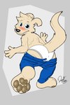 anthro bent_over black_eyes black_nose blue_bottomwear blue_clothing blue_pants blush blush_lines bottomwear bottomwear_down brown_pawpads butt clothed clothing fur green_eyes grey_clothing grey_underwear hair long_ears looking_at_viewer looking_back male multicolored_clothing multicolored_underwear pants pants_down partially_clothed pawpads rear_view solo tail tan_body tan_ears tan_fur tan_hair tan_tail thick_thighs two_tone_clothing two_tone_underwear underwear white_clothing white_underwear doggettdouglasmcdog nickelodeon rocko's_modern_life rocko_rama macropod mammal marsupial wallaby 2025 absurd_res digital_media_(artwork) hi_res signature