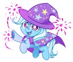 cape chibi clothing female magic magician_hat open_mouth purple_cape purple_clothing purple_eyes solo yokokinawa friendship_is_magic hasbro my_little_pony trixie_(mlp) equid equine horse mammal pony digital_media_(artwork)