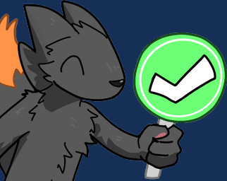 4_fingers ^_^ ambiguous_gender anthro approval big_ears big_eyes biped black_body black_fur black_nose black_tail check_mark cheek_tuft countershade_fur countershading dipstick_tail emote eyes_closed facial_tuft fingers fluffy fluffy_chest fluffy_tail fur green_check_mark handpaw happy head_tuft holding_object holding_sign markings mouthless neck_tuft nude orange_tail_tip pawpads paws pink_pawpads sign simple_background smile snout solo standing tail tail_markings tick_mark transparent_background tuft saturnsamo casualties:_unknown gunsaw canid canine expie_(gunsawian) fox gunsawian hybrid mammal murid murine rat rodent 2026 alpha_channel colored digital_drawing_(artwork) digital_media_(artwork)