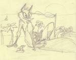 anthro beach breasts clothing detailed_background duo female genitals larger_female macro medium_breasts nipples outside panties pussy seaside size_difference spread_legs spreading underwear sildre dakota_(character) dasyuromorph human mammal marsupial numbat 2018 sketch