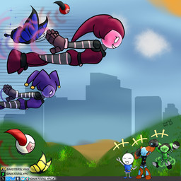 blue_body cheering cloud cloudy_sky female flying green_body holographic_eyes holographic_screen machine metallic_body multicolored_body orange_body park pink_body purple_body racing sky text sinisterslyfox android arthropod butterfly humanoid insect lepidopteran robot robot_humanoid 1:1 2025 english_description english_text hi_res shaded soft_shading