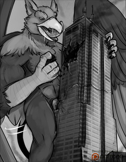 5_fingers abs anthro beak biceps bodily_fluids brown_body building building_destruction building_penetrated building_sex city claws destruction detailed_background drooling erection extreme_size_difference feathered_wings feathers finger_claws fingers fur genitals house licking licking_lips macro male muscular muscular_anthro muscular_male nude open_mouth oral_vore outside pecs penile penis rampage saliva size_difference smile solo tail tongue tongue_out vore wings finalroar mythology carpo avian gryphon mythological_avian mythological_creature