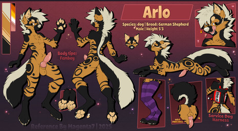 animal_genitalia animal_penis anthro anus balls black_tail brown_balls brown_body brown_fur canine_genitalia canine_penis claws fur genitals knot male pawpads penis sheath solo tail text tongue tongue_out white_claws white_nose yellow_eyes yellow_pawpads magenta7 canid canine canis domestic_dog german_shepherd herding_dog mammal pastoral_dog 2025 english_text hi_res model_sheet