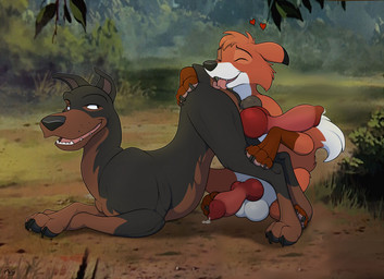 anal animal_genitalia animal_penis canine_genitalia canine_penis duo eyes_closed feral forest genitals licking male male/male open_mouth open_smile oral outside outside_sex penis plant rimming sex sitting smile tongue tongue_out tree mcfan disney lady_and_the_tramp the_fox_and_the_hound buster_(lady_and_the_tramp) tod_(tfath) canid canine canis domestic_dog fox mammal red_fox true_fox