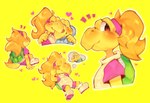 anthro anthro_on_anthro blonde_hair clothing duo female footwear hair heart_symbol male male/female shell simple_background thought_bubble onimiere mario_bros nintendo paper_mario paper_mario:_the_thousand_year_door koopie_koo koops koopa koopa_troopa reptile scalie turtle hi_res