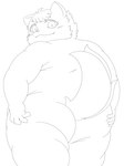 anthro blush butt butt_grab hand_on_butt looking_at_viewer looking_back male nude overweight smile solo young kemoduelist cyberconnect2 fuga:_melodies_of_steel little_tail_bronx boron_brioche domestic_cat felid feline felineko felis mammal 3:4 hi_res monochrome