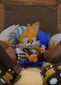 2_tails anthro balls belt belt_buckle blue_body blue_eyes blush brown_clothing brown_topwear brown_vest buckle chair_position clothing dipstick_tail duo footwear foreskin from_behind_position fur genitals hand_on_leg headgear headwear holding_partner humanoid_genitalia humanoid_penis imminent_anal imminent_sex lifting_partner male male/male markings multi_tail on_model open_mouth open_smile orange_body penis prosthetic prosthetic_limb retracted_foreskin robotic_limb sex shoes sitting sitting_on_another smile tail tail_markings tan_body teeth topwear vest white_body white_fur navarrito netflix sega sonic_prime sonic_the_hedgehog_(series) sails_tails sonic_the_hedgehog canid canine eulipotyphlan fox hedgehog mammal 3d_(artwork) absurd_res blender_(artwork) digital_media_(artwork) hi_res