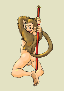 armpit_hair backsack balls barefoot body_hair butt feet flaccid foreskin genitals humanoid_feet kemono kneeling long_tail looking_at_viewer looking_back male melee_weapon nipples nude penis perineum plantigrade polearm pose raised_tail rear_view smile solo split_form staff tail weapon delicatessen lifewonders tokyo_afterschool_summoners hanuman_(tas) animal_humanoid haplorhine humanoid mammal mammal_humanoid monkey monkey_humanoid primate primate_humanoid alternate_version_at_source hi_res pinup