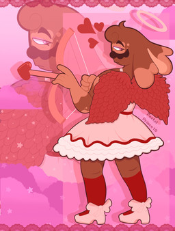 5_fingers anthro bent_arm black_eyebrows black_facial_hair black_mustache bow_(weapon) brown_body brown_fur brown_hair clothed clothing cosplay crossdressing crossdressing_male curly_hair dress ears_down eyebrows facial_hair feathered_wings feathers fingers footwear fur hair halo heart_symbol high_heels holding_bow_(weapon) holding_object holding_ranged_weapon holding_weapon holidays light long_hair looking_back male mustache noseless pink_bow pink_clothing pink_dress pink_eyes pink_footwear pink_high_heels pivoted_ears ranged_weapon red_knee_socks red_wings shoes short_hair solo star_(shape) text weapon wings pastelprince18 mario_bros mario_plus_rabbids_kingdom_battle nintendo raving_rabbids rayman_(series) ubisoft valentine's_day cupid rabbid_mario lagomorph mammal rabbid 2025 artist_name colored crossover digital_drawing_(artwork) digital_media_(artwork) english_description full-length_portrait hi_res lighting portrait shaded