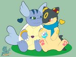 cuddling hand_holding syngie nintendo pokemon leroy_mirage synge generation_1_pokemon generation_2_pokemon pokemon_(species) quilava wartortle 4:3 hi_res