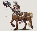 animal_genitalia animal_penis armor axe blood bodily_fluids equine_genitalia equine_penis genitals headgear helmet horn horned_helmet male medial_ring muscular muscular_male penis saddle weapon lykostherium european_mythology greek_mythology mythology centaur equid equid_taur humanoid_taur mammal mammal_taur taur hi_res