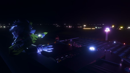 anthro city cityscape female fingers holding_keytar keyboard_instrument keytar machine musical_instrument neon_lights night outside sitting solo anonamine five_nights_at_freddy's five_nights_at_freddy's:_security_breach scottgames steel_wool_studios roxanne_wolf animatronic canid canine canis mammal robot wolf 16:9 2025 3d_(artwork) blender_(artwork) digital_media_(artwork) hi_res widescreen