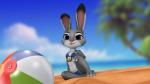 16:9 3d_(artwork) anthro badge beach bikini claws clothed clothing digital_media_(artwork) disney exposure_variation female fur hi_res judy_hopps lagomorph leporid mammal rabbit seaside solo swimwear thirteeenth tongue tongue_out two-piece_swimsuit wallpaper widescreen zootopia