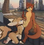 3_toes 5_fingers accessory amazing_background ankle_cuffs anthro arm_cuffs balls bdsm bench big_ears black_pawpads blue_eyes bodily_fluids building chest_tuft city city_background cityscape claws clothing collar collar_only cuff_(restraint) detailed_background dominant dominant_anthro dominant_male duo erection evergreen_tree eye_contact feet fellatio fingers fluffy foot_on_back foreskin fur genital_fluids genitals grass green_eyes green_markings hair headband headgear headwear humanoid_genitalia humanoid_penis kneeling kneeling_oral_position leash leash_pull leashed_collar leashed_male licking logo looking_at_another looking_down_at_partner looking_up_at_partner male male/male markings navel nude on_bench oral outside park pawpads paws penile penis penis_lick petplay pine_tree pink_pawpads plant public public_nudity public_sex red_leash restraints river roleplay saliva saliva_on_penis scenery_porn sex side_view sign sitting sitting_on_bench sky smug submissive submissive_anthro submissive_male sweat sweaty_balls sweaty_genitalia tail tail_cuff text toes tongue tongue_out tree tuft tufted_fur water white_body white_fur yellow_body yellow_fur reetogoth akasch zake canid canine fennec_fox fox mammal mustelid otter true_fox 2025 absurd_res colored detailed digital_media_(artwork) english_text full-length_portrait hi_res portrait shaded signature
