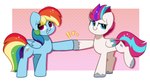 blue_body blue_eyes blue_feathers blue_fur blue_hair blue_wings cutie_mark duo feathered_wings feathers female feral fetlocks fist_bump folded_wings fur gesture grey_hooves hair hooves mane multicolored_body multicolored_feathers multicolored_hair multicolored_mane multicolored_tail multicolored_wings pink_body pink_eyes pink_feathers pink_hair rainbow_hair rainbow_mane rainbow_tail simple_background smile tail two_tone_hair two_tone_tail white_body white_fur wings kittyrosie friendship_is_magic hasbro mlp_g5 my_little_pony mythology rainbow_dash_(mlp) zipp_storm_(mlp) equid equine mammal mythological_creature mythological_equine pegasus 2023 absurd_res cel_shading digital_drawing_(artwork) digital_media_(artwork) hi_res shaded