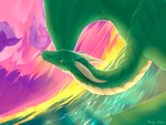 ambiguous_gender feral flying green_body green_scales membrane_(anatomy) membranous_wings scales solo sunset water wings fiery-vulpes european_mythology mythology varrenlad dragon mythological_creature mythological_scalie scalie western_dragon 4:3 absurd_res hi_res