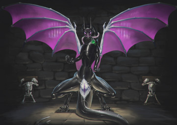 anus bodysuit bone clothing collar female feral gas_mask genitals horn latex latex_bodysuit latex_clothing latex_skinsuit mask presenting presenting_vulva prison restraints skeleton skinsuit solo stocks tail tight_clothing vulva wings rankstrajll mythology smaragdine_(character) dragon mythological_creature mythological_scalie scalie absurd_res hi_res