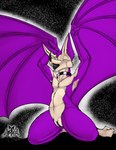 ajizza_(artist) andromorph anthro bat bodily_fluids collar collar_only genital_fluids genitals hi_res intersex mammal metras_(ajizza) nude presenting pussy raised_arm solo stretching vaginal_fluids waking_up winged_arms wings