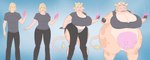 anthro big_breasts big_butt blonde_hair breasts brown_body butt clothing female fingers gender_transformation hair holding_object hooved_fingers hooves horn human_to_anthro male mtf_transformation obese overweight solo species_transformation surprised tail tail_tuft teats thick_thighs torn_clothing transformation transformation_sequence transformation_through_magic tuft udders wide_hips saturnxart bovid bovine cattle human mammal absurd_res hi_res sequence